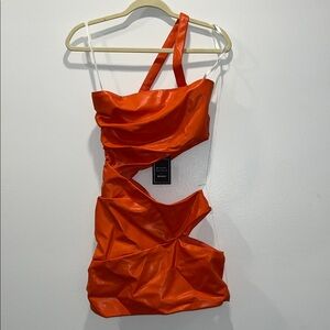 Michael Costello Bright Orange Dress